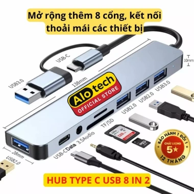 Hub USB và Type C 3.0 tốc độ cao, cổng OTG chia USB, mở rộng kết nối Laptop PC - Giá ưu đãi 40.900₫