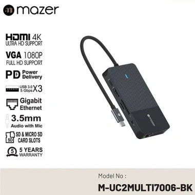 Hub USB‑C Mazer Pro 10 in 1 – 4K HDMI, 100W PD, 3 USB 3.0, SD/TF, Giá 1.792.500₫ 8