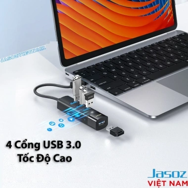 Hub USB/Type-C Jasoj F116/F117 - Chuyển Đổi 4 Cổng USB 3.0 Có Nguồn, Bảo hành 18 tháng, Giá ưu đãi 172k