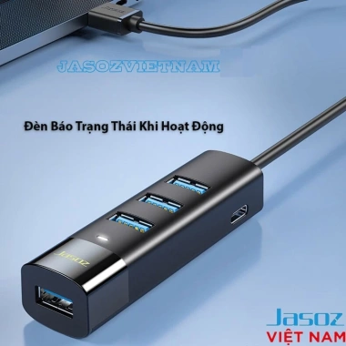 Hub USB/Type-C Jasoj F116/F117 - Chuyển Đổi 4 Cổng USB 3.0 Có Nguồn, Bảo hành 18 tháng, Giá ưu đãi 172k