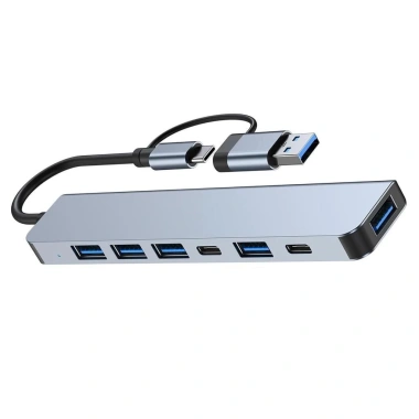 Hub USB/Type‑C T‑3.627: 5 USB + 2 Type‑C, 4 USB 3.0, Vỏ Nhôm Trắng – 75.707₫ 4