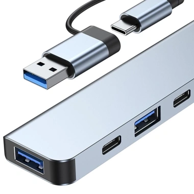 Hub USB/Type‑C T‑3.627: 5 USB + 2 Type‑C, 4 USB 3.0, Vỏ Nhôm Trắng – 75.707₫ 6