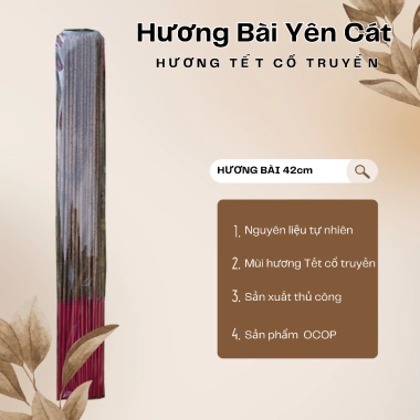 Hương Bài Yên Cát 42cm Hộp Chữ Nhật Nhang Bài - Hương Tết Cổ Truyền Thủ Công 90k