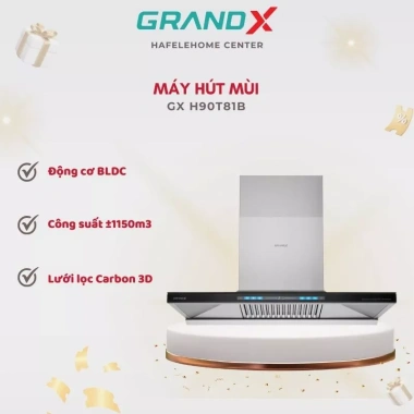 Hút Mùi Grandx GX H90T81B / H90T81SB - Kính cường lực cao cấp, giảm 22%