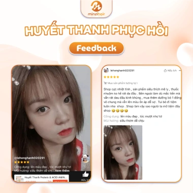 Huyết Thanh Protein & Acid Amin Minzihair – Giữ màu nhuộm, phục hồi hư tổn, giảm 22% 6 Huyết Thanh Protein & Acid Amin Minzihair – Giữ màu nhuộm, phục hồi hư tổn, giảm 22% 6