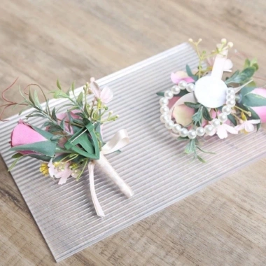 HYCEO Boutonnieres hoa hồng lụa thủ công - Corsage cổ tay, phụ kiện đám cưới cô dâu & phù dâu 3