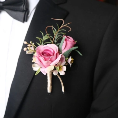 HYCEO Boutonnieres hoa hồng lụa thủ công - Corsage cổ tay, phụ kiện đám cưới cô dâu & phù dâu 4