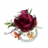 HYCEO Boutonnieres hoa hồng lụa thủ công - Corsage cổ tay, phụ kiện đám cưới cô dâu & phù dâu 6