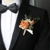 HYCEO Boutonnieres hoa hồng lụa thủ công - Corsage cổ tay, phụ kiện đám cưới cô dâu & phù dâu 9