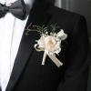 HYCEO Boutonnieres hoa hồng lụa thủ công - Corsage cổ tay, phụ kiện đám cưới cô dâu & phù dâu 10