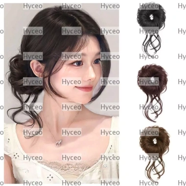 HYCEO Bun Head tóc giả lông tơ tự nhiên Bud Bun đen nâu thời trang, vòng tóc nữ