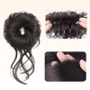 HYCEO Bun Head tóc giả lông tơ tự nhiên Bud Bun đen nâu thời trang, vòng tóc nữ 3