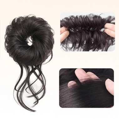 HYCEO Bun Head tóc giả lông tơ tự nhiên Bud Bun đen nâu thời trang, vòng tóc nữ 3 HYCEO Bun Head tóc giả lông tơ tự nhiên Bud Bun đen nâu thời trang, vòng tóc nữ 3