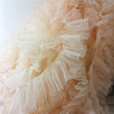 HYCEO Đen Sóng Ren Handmade 2 Sân Xếp Ly Vải Xù 10CM Rộng Phụ Kiện Trang Trí Váy Cưới Giá Ưu Đãi 86.400₫ 4