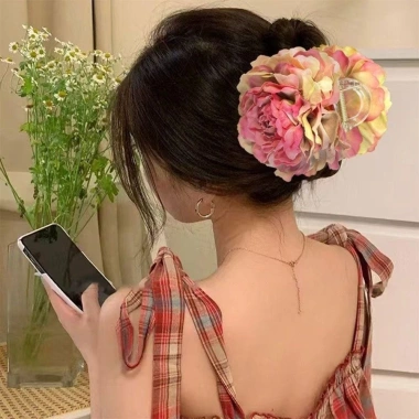 HYCEO Hoa Mẫu Đơn Vuốt Tóc, Kẹp Bun Cá Mập Lịch, Mùa Hè Biển Đầu Đồ Nữ 87k