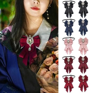 HYCEO Thắt Nơ Lưng Pin Điều Chỉnh Dây Đeo Nơ Trâm Cài Cổ Trang Ngọc Trai Đại Học