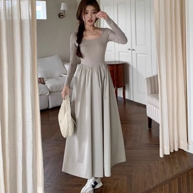 IELGY Váy dài tay cổ vuông thời trang đa năng cho nữ - Giảm giá 361.800đ 2