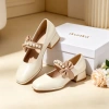 IKUNKA Giày cao gót Mary Jane phân đế đúp quai ngang hạt ngọc 5cm - 210.000đ