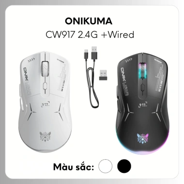 Infitech Chuột Gaming Onikuma CW917 – Không Dây 2.4GHz, Có Dây, 2 Chế Độ, Đèn RGB, Giá 369.000₫