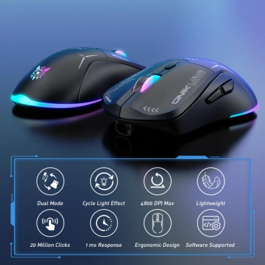 Infitech Chuột Gaming Onikuma CW917 – Không Dây 2.4GHz, Có Dây, 2 Chế Độ, Đèn RGB, Giá 369.000₫