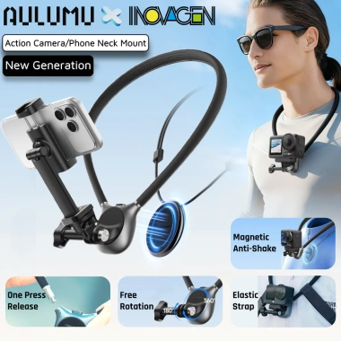 INOVAGEN Giá đỡ cổ từ tính mới - Chụp ảnh, chống rác, dây thun & ánh sáng cho GoPro, DJI, Insta360 - 437.470₫