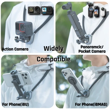 INOVAGEN Giá đỡ cổ từ tính mới - Chụp ảnh, chống rác, dây thun & ánh sáng cho GoPro, DJI, Insta360 - 437.470₫