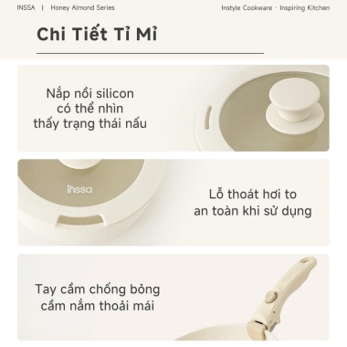 INSSA Bộ Nồi Chảo Chống Dính 3 Món Tay Cầm Tháo Rời 18-20-26cm GUOJ038 Bảo Hành 1 Năm Giá 923.899 VND 8
