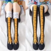 Invn Tất Chân Gà Nữ Dài Đầu Gối 3D Hoạt Hình Vui Nhộn Cotton Cao Cấp Móng Vuốt
