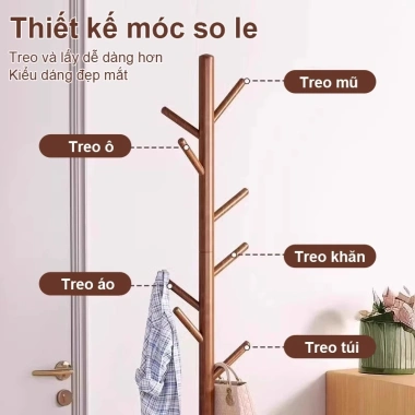iPearl Giá treo quần áo đa năng gỗ nguyên khối chống nghiêng, chịu lực 50kg Xá Gia Dụng