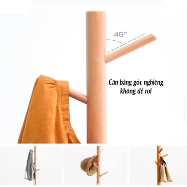 iPearl Giá treo quần áo đa năng gỗ nguyên khối chống nghiêng, chịu lực 50kg Xá Gia Dụng