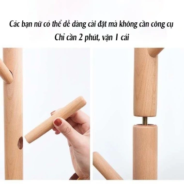 iPearl Giá treo quần áo đa năng gỗ nguyên khối chống nghiêng, chịu lực 50kg Xá Gia Dụng
