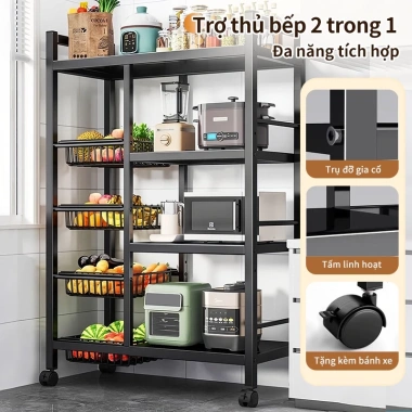 iSPECLE Kệ bếp đa năng 3-5 tầng, giỏ rau tiện ích, bánh xe di chuyển, giá 363.000 VND 3 iSPECLE Kệ bếp đa năng 3-5 tầng, giỏ rau tiện ích, bánh xe di chuyển, giá 363.000 VND 3
