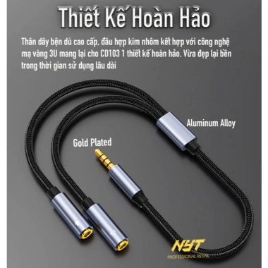 Jack chuyển 3.5mm male sang mic và tai nghe female NYT CD103 - Giá 39.000₫ 3