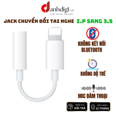 Jack chuyển đổi tai nghe L sang 3.5 cho iPhone 14/13/12/11/X/8/7 - Hỗ trợ Mic không BLT