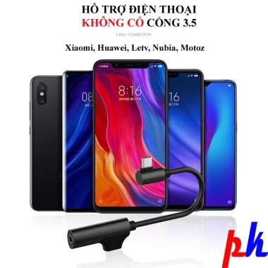 Jack chuyển Type‑C sang 3.5 mm + cổng sạc TC02, hỗ trợ nghe gọi, chỉ 45.000₫