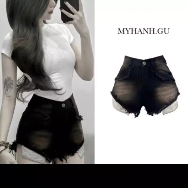 Jeans nữ cotton tua túi xám trắng cạp cao dáng hotgirl - Giá chỉ 129k