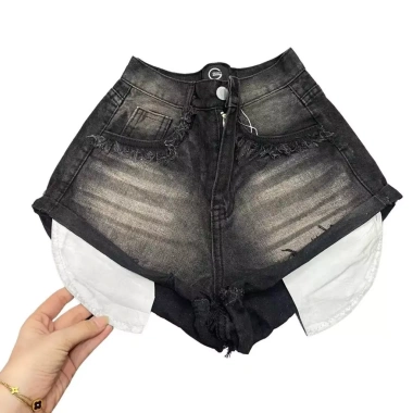 Jeans nữ cotton tua túi xám trắng cạp cao dáng hotgirl - Giá chỉ 129k