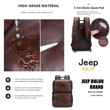 Jeep Buluo Ba Lô Du Lịch 14 inch Dung Lượng Lớn USB Chia Da Nam - Giá 699k 7