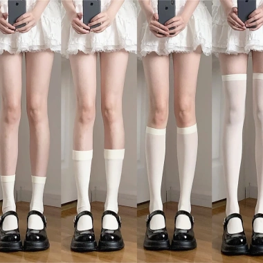Jk Tất Dễ Thương Đen Trắng Nhung Gothic Dài - Kawaii Nylon, Giá 21.000 VND