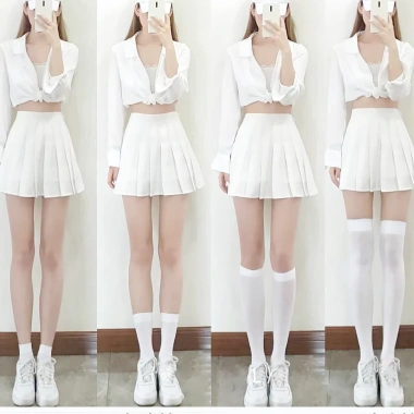 Jk Tất Dễ Thương Đen Trắng Nhung Gothic Dài - Kawaii Nylon, Giá 21.000 VND