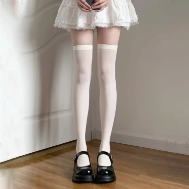 Jk Tất Dễ Thương Đen Trắng Nhung Gothic Dài - Kawaii Nylon, Giá 21.000 VND