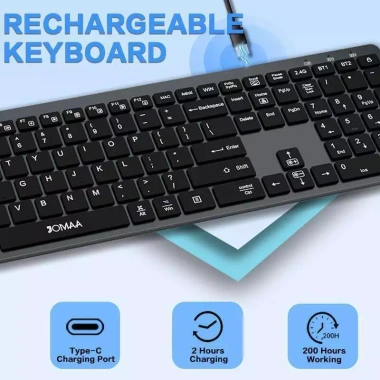 JOMAA Bàn phím không dây 2.4G Bluetooth RGB, đèn nền sạc lại, Full-size cho Mac, PC, iPad - 804.014₫ 3