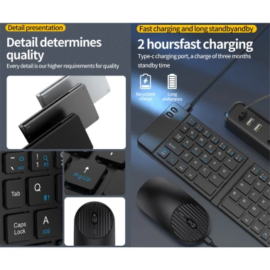 Jomaa Portable 2.4G - Bàn phím gập Bluetooth sạc lại + Chuột không dây USB cho Windows iOS PC, giá ưu đãi 524.700₫ 2
