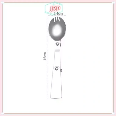 JRP 304 Thép Không Gỉ Gấp Thìa Ba Gấp Di Động Ngoại Cảnh Bộ Thìa Nĩa Du Lịch 9