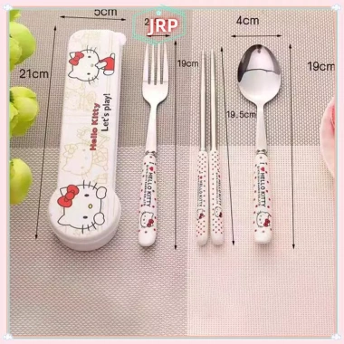 JRP Bộ Đồ Ăn Hello Kitty Dễ Thương Thép Không Gỉ – Chopsticks & Thìa – 64,020₫