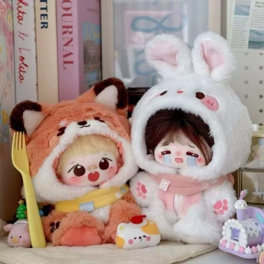 Jumpsuit Búp Bê Cotton Little Fox Thỏ 20cm - Quần Áo Bé Hoạt Hình Dễ Thương, Sang Trọng, 106.831₫