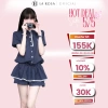 Jumpsuit La Rosa Cổ chữ Ren Đính Nơ, Túi Lớn, Sơ mi Kẻ sọc Siêu Xinh - Giá 770.000₫
