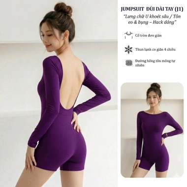 Jumpsuit Nữ Dài Tay Khoe Lưng Trần - Bộ Tập Gym Yoga Pilates Giá 545k