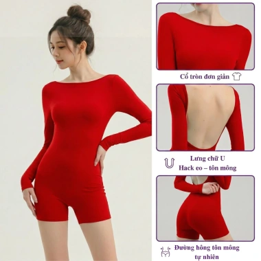 Jumpsuit Nữ Dài Tay Khoe Lưng Trần - Bộ Tập Gym Yoga Pilates Giá 545k