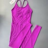 Jumpsuit Set Nữ Yoga Tập Thun Gân Gấm Co Giãn 4 Chiều Thấm Hút Mồ Hôi - Giá 545k 6